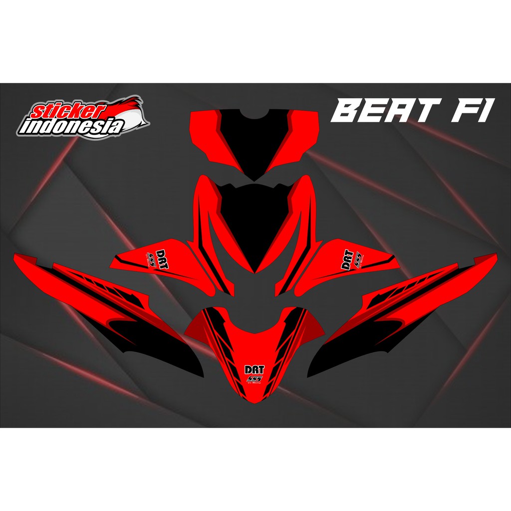 Sticker Striping DECAL BEAT FI 2013 2014 2015 Lama Variasi Lis DRT Merah Hitam
