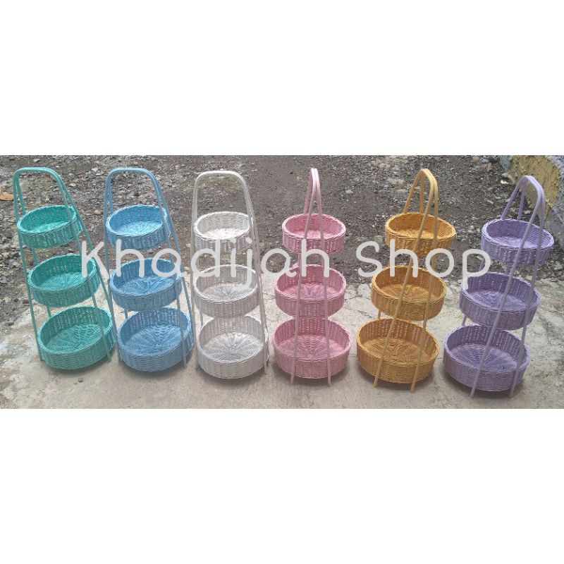 KERANJANG BULAT SUSUN 3 / KERANJANG ROTAN BULAT / Susun Piramid