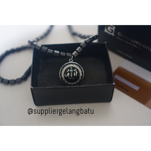 PROMO Kalung magnet LAFAZ ALLAH SILVER kecil GANNAMYONG ktp id card aksesoris fashion muslim impor