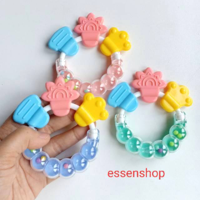 TEETHER RATTLE Mainan kerincingan genggam gigitan bayi bunyi kerincing