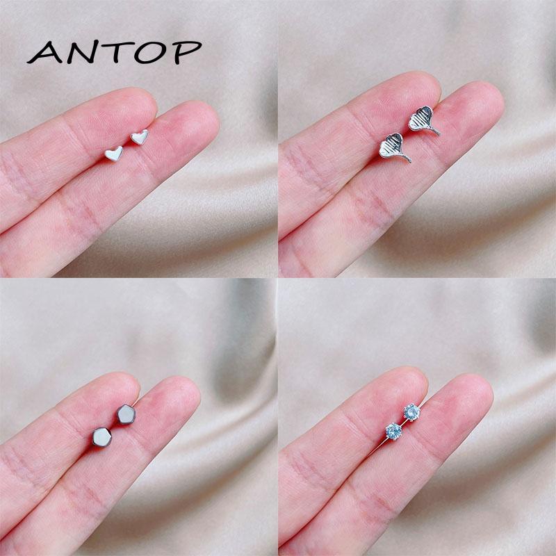 Anting Tusuk Wanita Bahan Sterling Silver 925 Desain Hati Gaya Simple Untuk Musim Panas