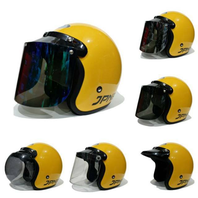 Helm Bogo Jpn Retro Acr Kuning Kaca Datar Flat Visor Shopee Indonesia