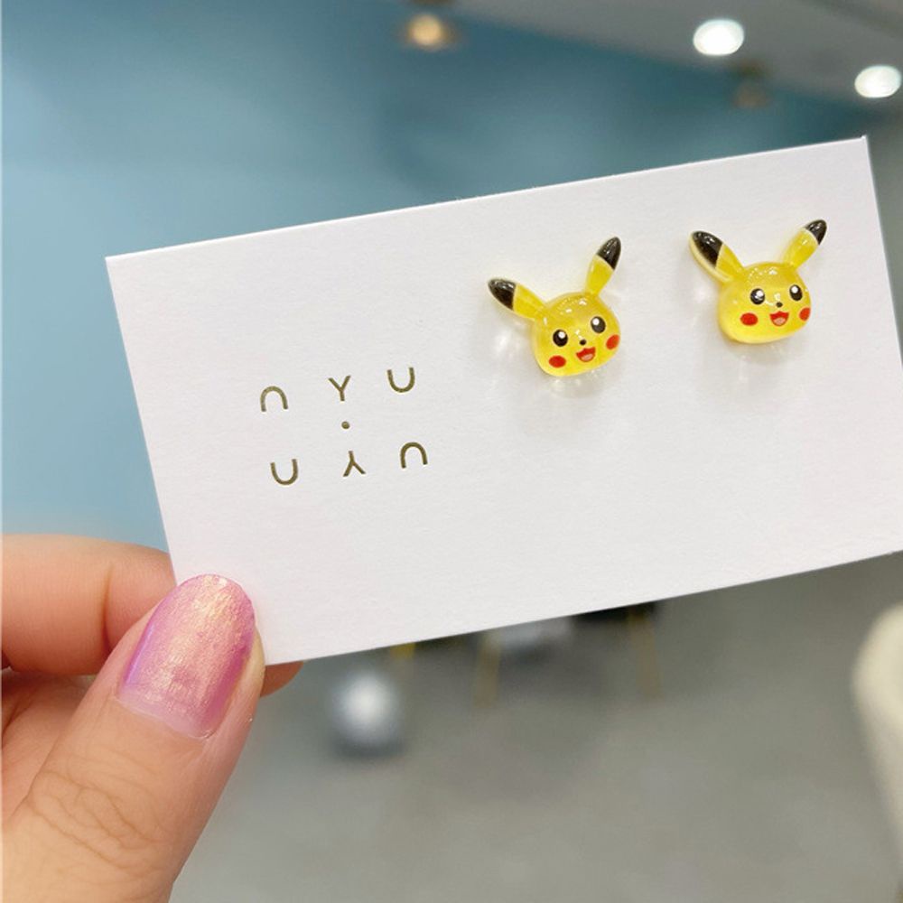 Anting Stud Desain Kartun Anime Pikachu Doraemon Kelinci Beruang Gaya Jepang Untuk Anak Perempuan