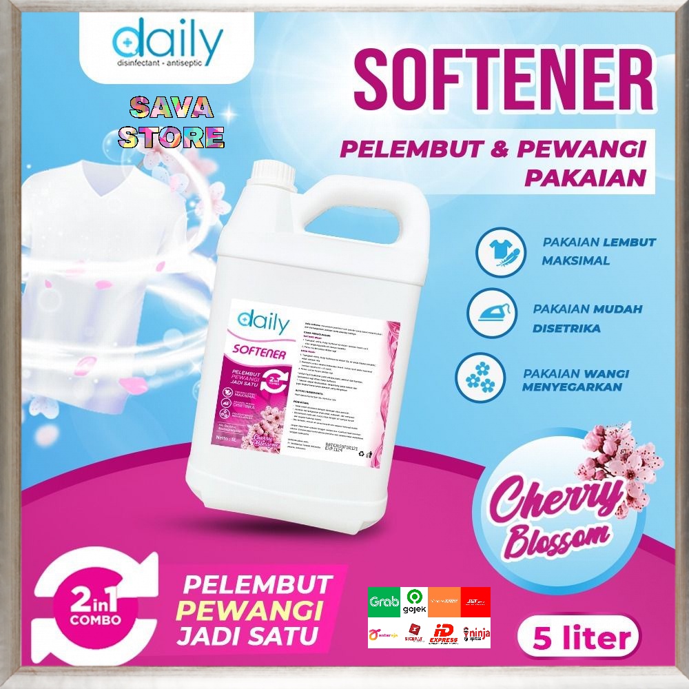 PEWANGI DAN PELEMBUT PAKAIAN REFILL 5 LITER - DAILY SOFTENER 2 IN 1 WANGI CHERRY BLOSSOM - HARUM GLAMOROUS PURPLE