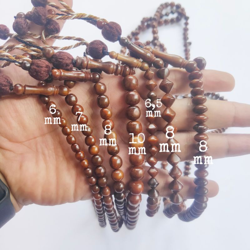 Tasbih kokka kaukah 99 butir coklat rumbai putih original kauka kaoka kaokah