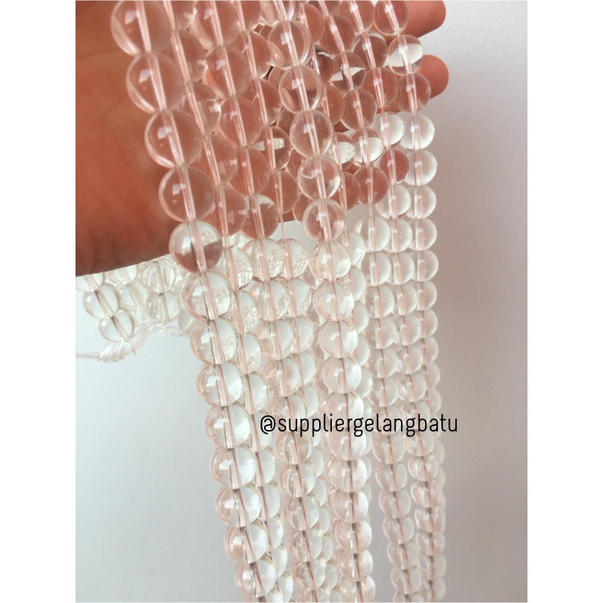 renceng bahan batu kuarsa coklat gelang clear quartz kristal 12mm akik aksesoris fashion craft beads