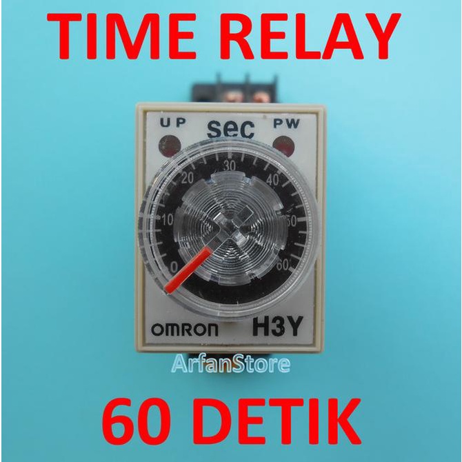 TDR 60 Detik Time Delay Relay Timer Penunda Waktu AC 220V H3Y-2 Omron