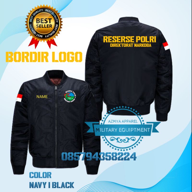 Jaket Bomber RESERSE POLRI DIREKTORAT NARKOBA (WATERPROOF/ANTI AIR)