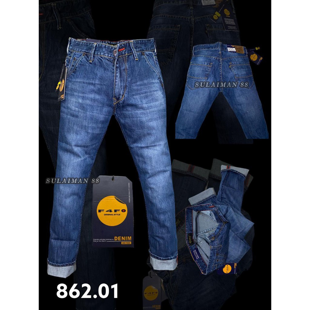 CELANA PANJANG FAFO DENIM / CELANA JEANS PRIA REGULER/CELANA JEANS (BIRU MUDA)