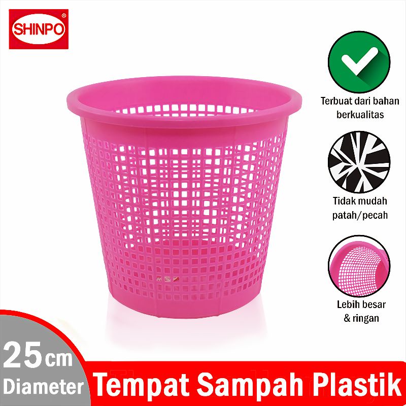 SHINPO Tempat Sampah Rumah Diameter 25 CM Plastik Trash Can Perlengkapan Rumah SPO-SIP-830 Varian Wa