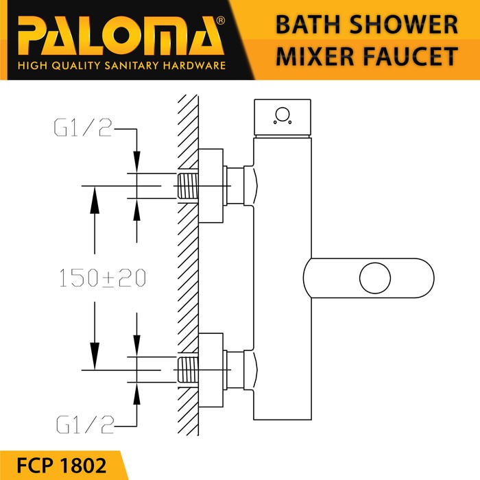 PALOMA FCP 1802 Keran Mixer Bathtub Shower Mandi Panas Dingin Kran Air