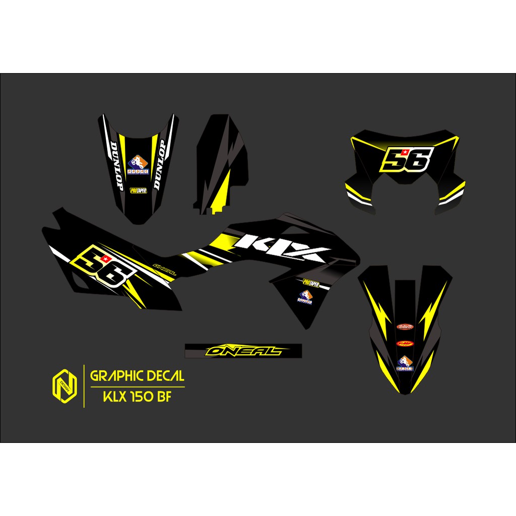 DECAL STICKER KLX BF - DEKAL STIKER KLX 150BF HITAM KUNING TERBARU