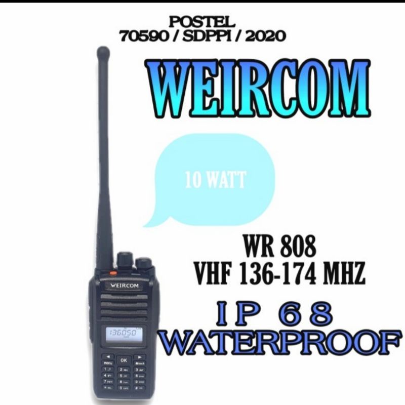 WEIRCOM WR 808 VHF 136-174MHZ SINGELBAND IP 68 WATERPROOF WR 808