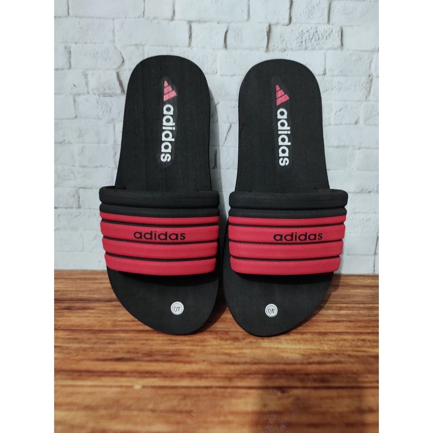 Sandal Flat Kokop Spon Garis Wanita