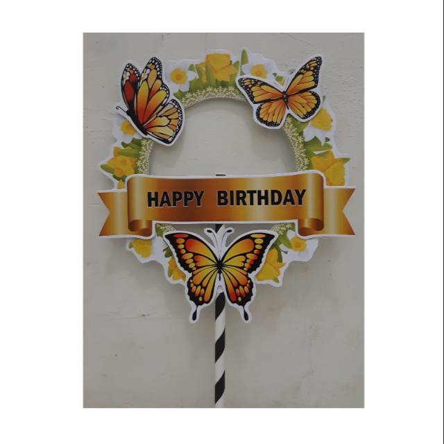 Topper Cake Tambah Nama, Hiasan Kue Ulang Tahun, Motif Butterfly/Kupu2