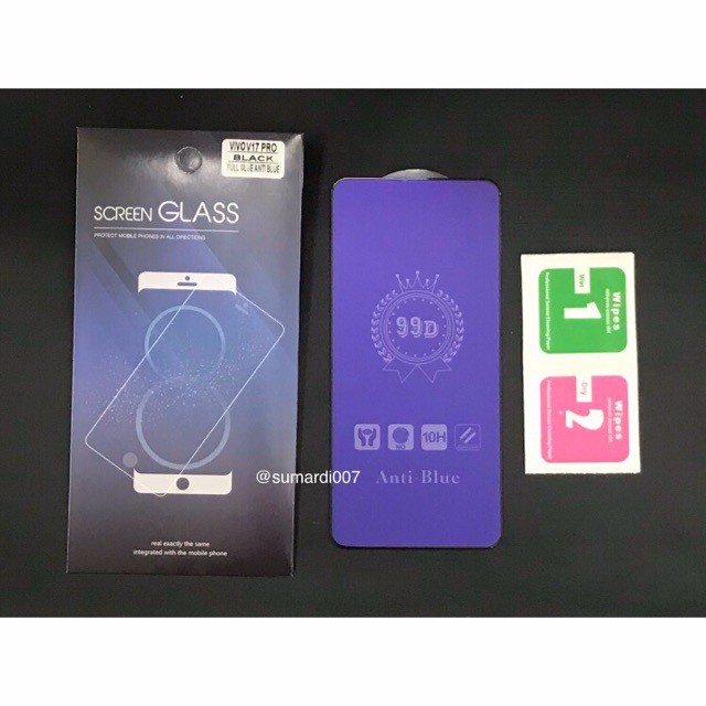 FULL TEMPERED GLASS BLUE ANTI RADIASI VIVO Y11 Y12S Y12i Y15 Y17 Y19 Y50 Y81 Y83 Y91C Y93 Y95 Y20i Y