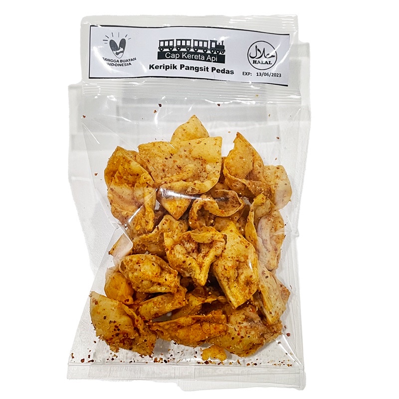 

Keripik Pangsit Pedas lipat cap Kereta Api