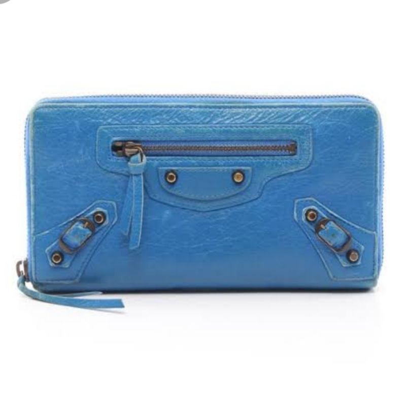 Jual Dompet Balenciaga Classic , Continental Zip Wallet Blue Roi