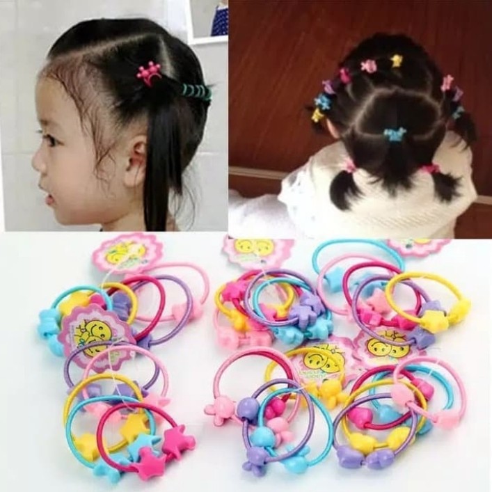 Karet Rambut Anak Isi 50 pcs Ikat Kuncir Rambut Warna Warni Tali Rambut Lucu Ikat Rambut