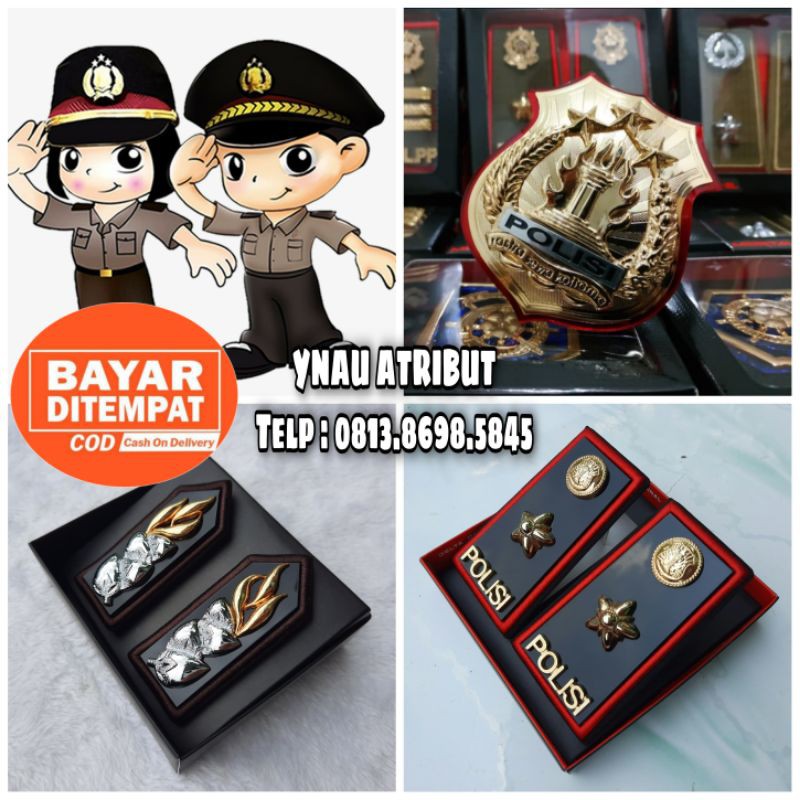 Paket Pangkat Kompol Polri Lis Merah + Monogram Polri + Kewenangan Polri Cembung