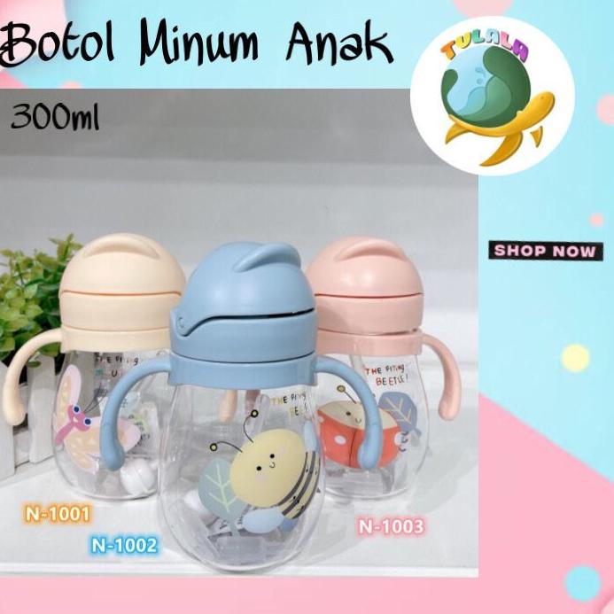 Pusat Terbaru [TULALA SHOP]Botol Minum Anak/Karakter rabbit Bear Tutup Clip/import/botol Kartun 280-450ML/Botol Jerami Anak/