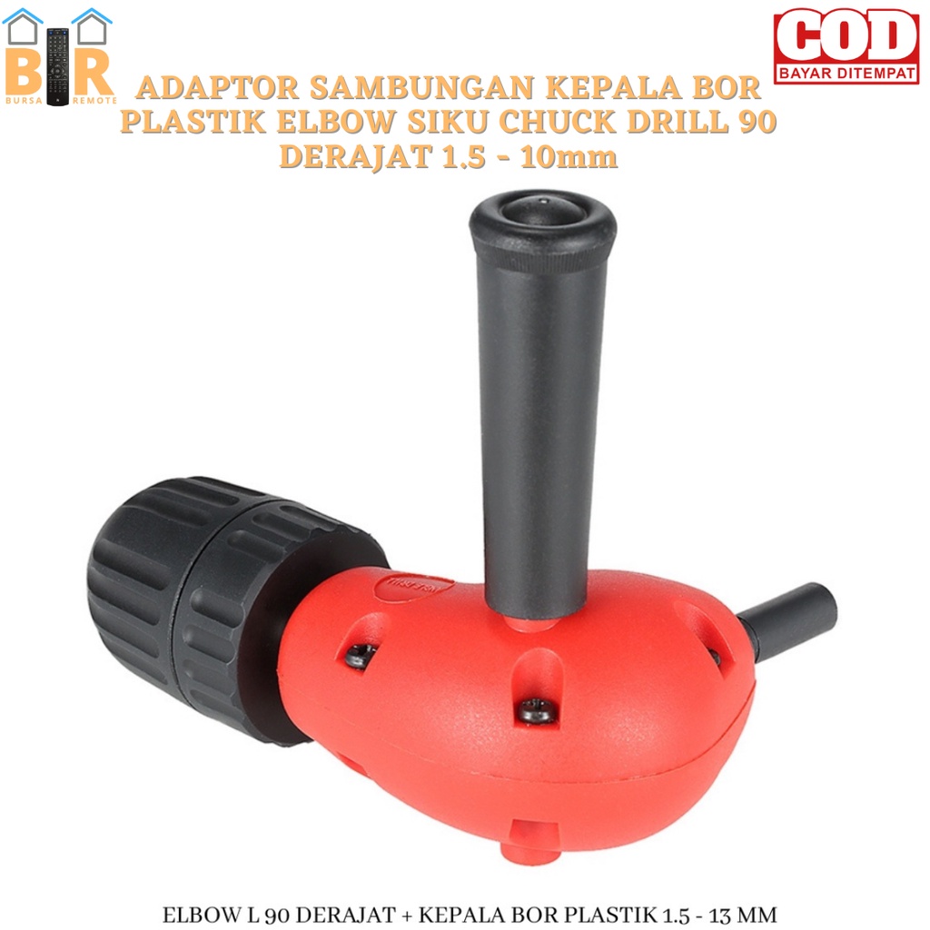 Adaptor SAMBUNGAN KEPALA BOR PLASTIK ELBOW SIKU CHUCK DRILL 90 DERAJAT 1.5 - 10mm