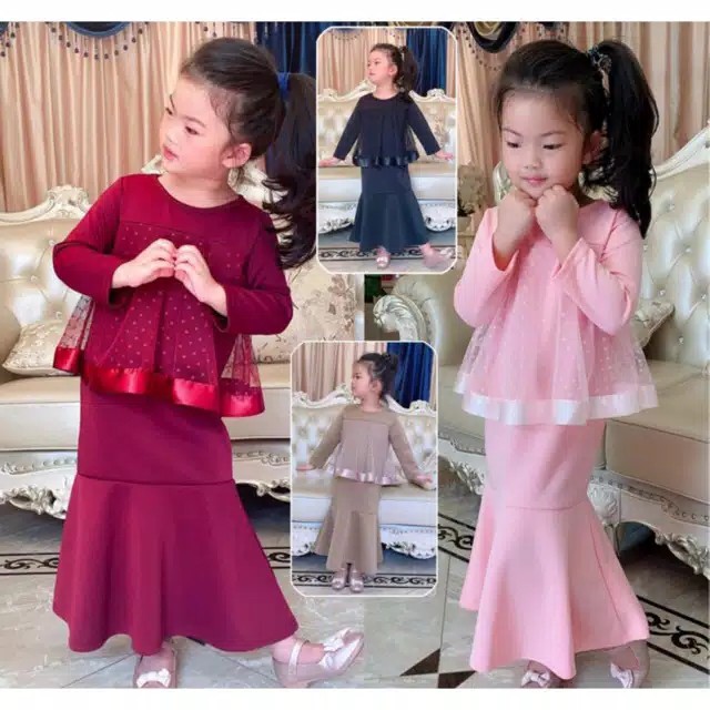 DRESS ANAK KINARA DUYUNG SARIMBIT (BISA COD) / GAUN PESTA ANAK HIJAB PANJANG