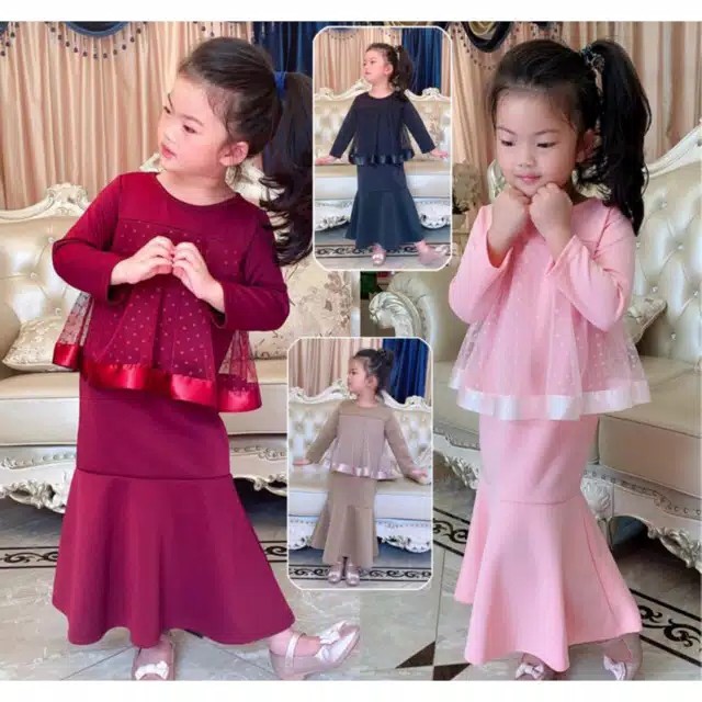 2005#ANAK dres pesta muslim/baju anak terbaru/baju anak termurah /dress anak/scuba import