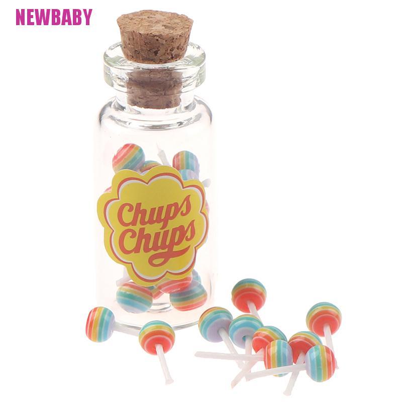 [NEWBABY] 1/12 Dollhouse Miniature Food Dessert Sugar Lollipops With Case Holder Candy