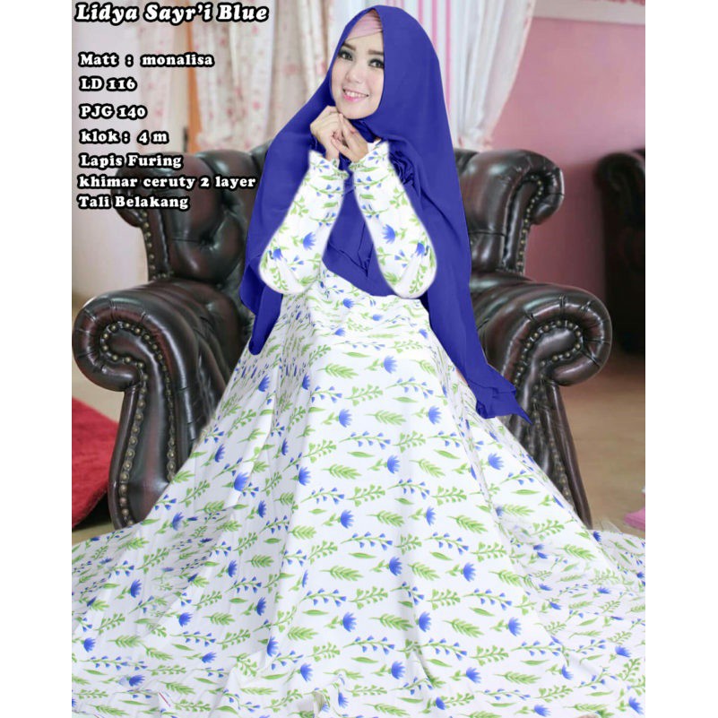 010 Lidya Syari + Khimar Busana Muslim Baju Pakaian Gamis Maxi Dress Baru Murah Grosir TanahAbang