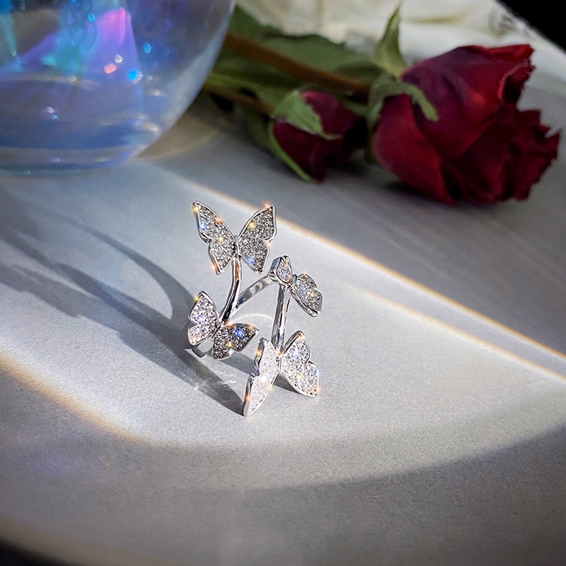 Butterfly Cincin Jari Telunjuk Model Terbuka Desain Kupu-Kupu Untuk Wanita