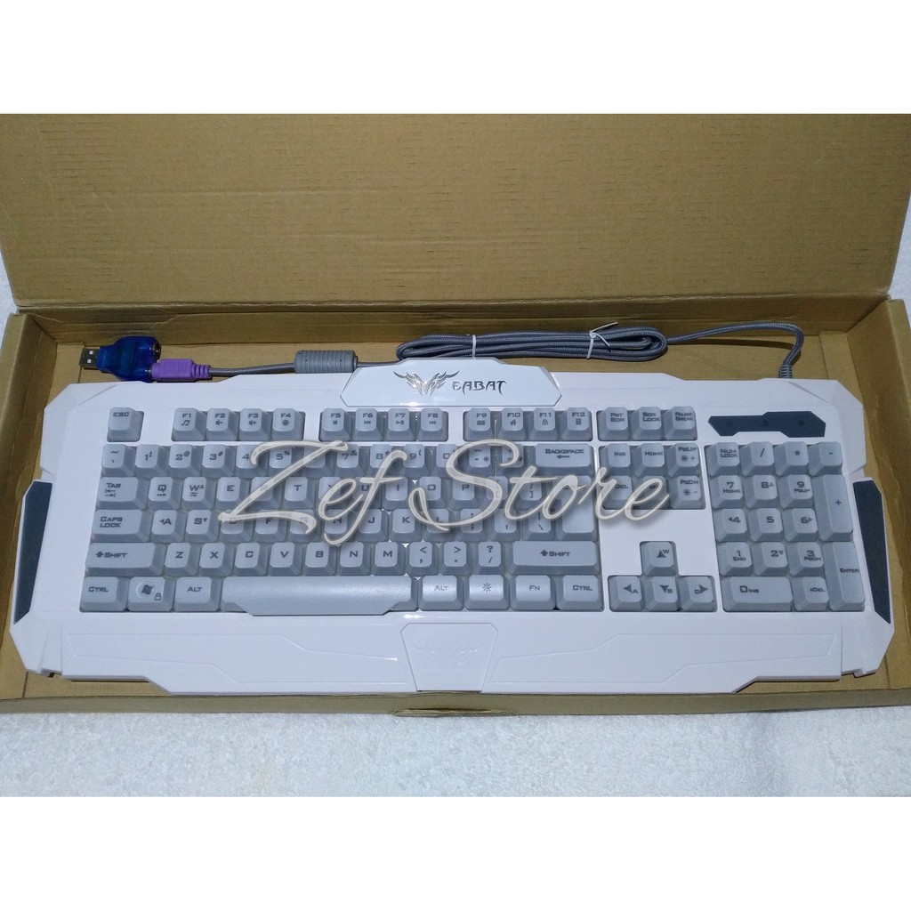 EABAT CK-923 Soft Touch Silent Button Low Profile Gaming Keyboard with LED Backlight - White