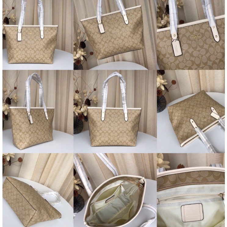(grab) 58292 coach Canvas leather tote bag for ladies with one shoulder bag