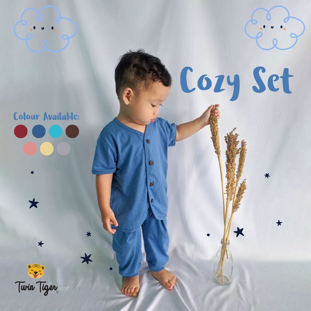 Twin Tiger Cozy Set v.2 Setelan Pendek Panjang - Piyama baby / piyama anak