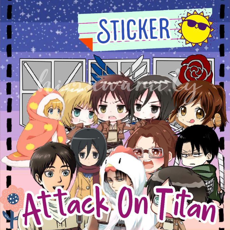 

STICKER ATTACK ON TITAN 50pcs TAHAN AIR PREMIUM / STIKER AOT ANIME