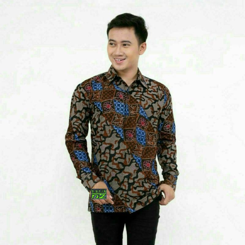 BSWART Batik HRB026 Kenongo Hem Pendek Padi Pekalongan M L XL Batik Pria MURAH Modern Grosir