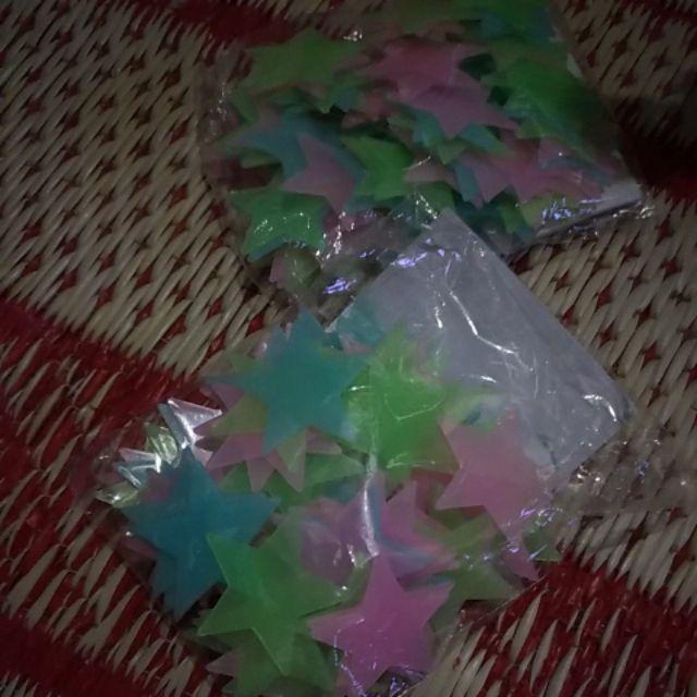 Tempelan Dinding Bintang Glow In The Dark 100pcs