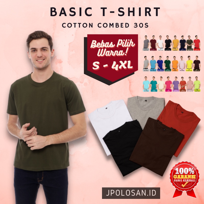 Baju Kaos Pria Dewasa Lengan Pendek Oblong Warna Hijau Army Polos Distro Bandung Original Jumbo Size