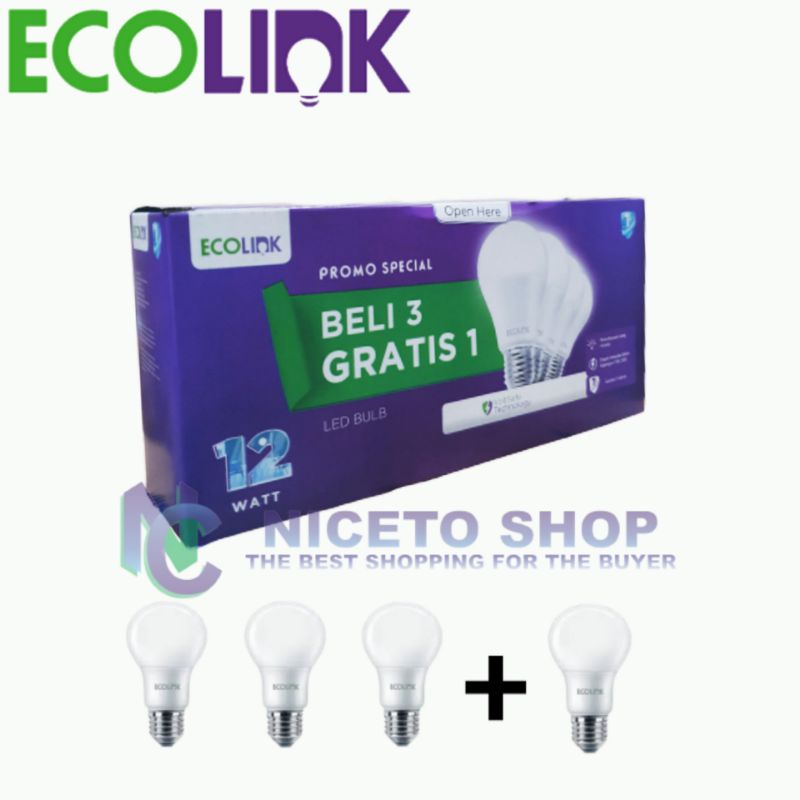 Lampu Paket ECOLINK LEDBulb MultiPack 12W 6500K (putih)