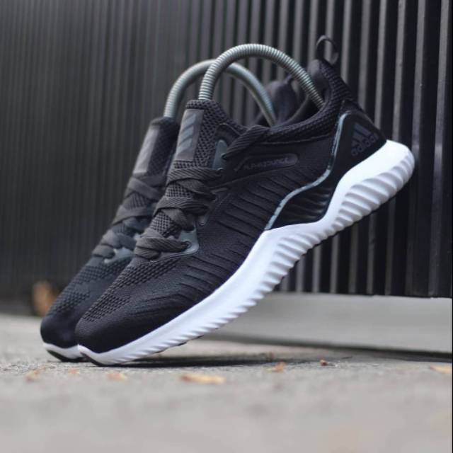 Sepatu Adidas Alphabounce Beyond Import Premium Vietnam Black White Hitam Putih Sneakers Sekolah