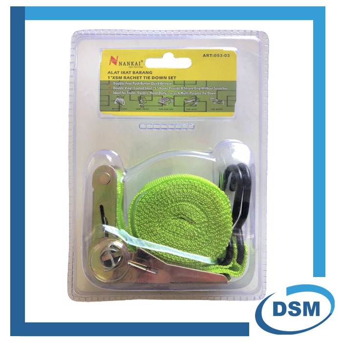 RACHET TIE DOWN 1 INCHI X 5M NANKAI RATCHET TALI PENGIKAT BARANG MOTOR