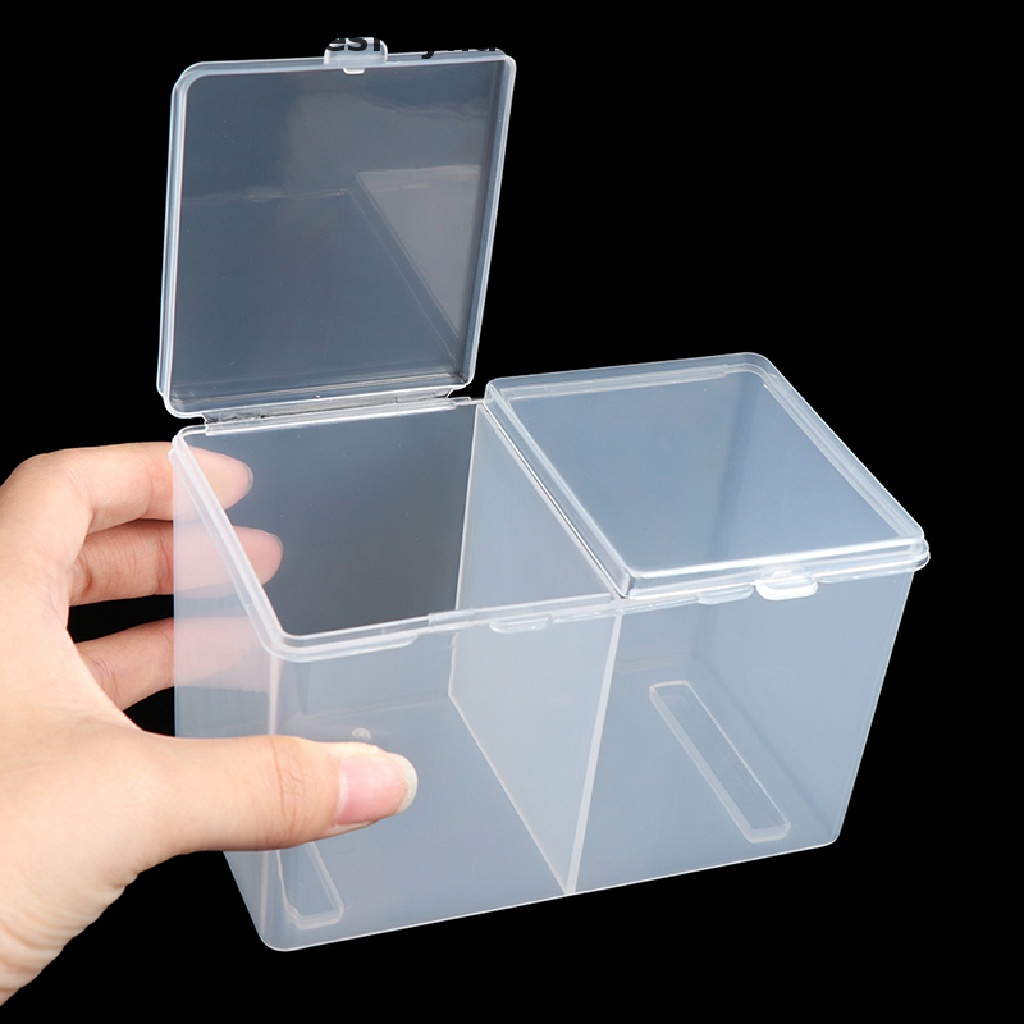 (Theredsunrisesiwy.Id) Twin Well Empty Cotton Swab Storage Box Container Portable Alat Makeup