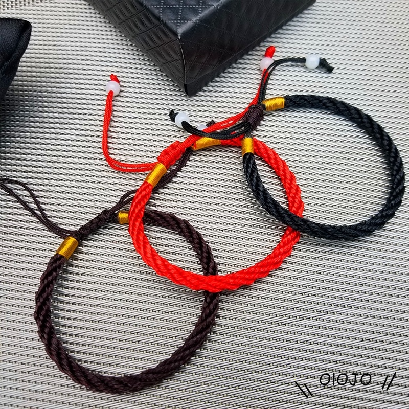 1pc Gelang Tali Handmade Warna Merah Untuk Pasangan - ol