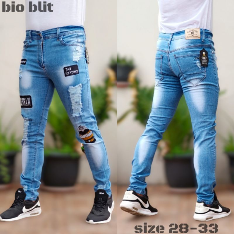 AMR Celana Pria Jeans Bikers Sobek Ripped