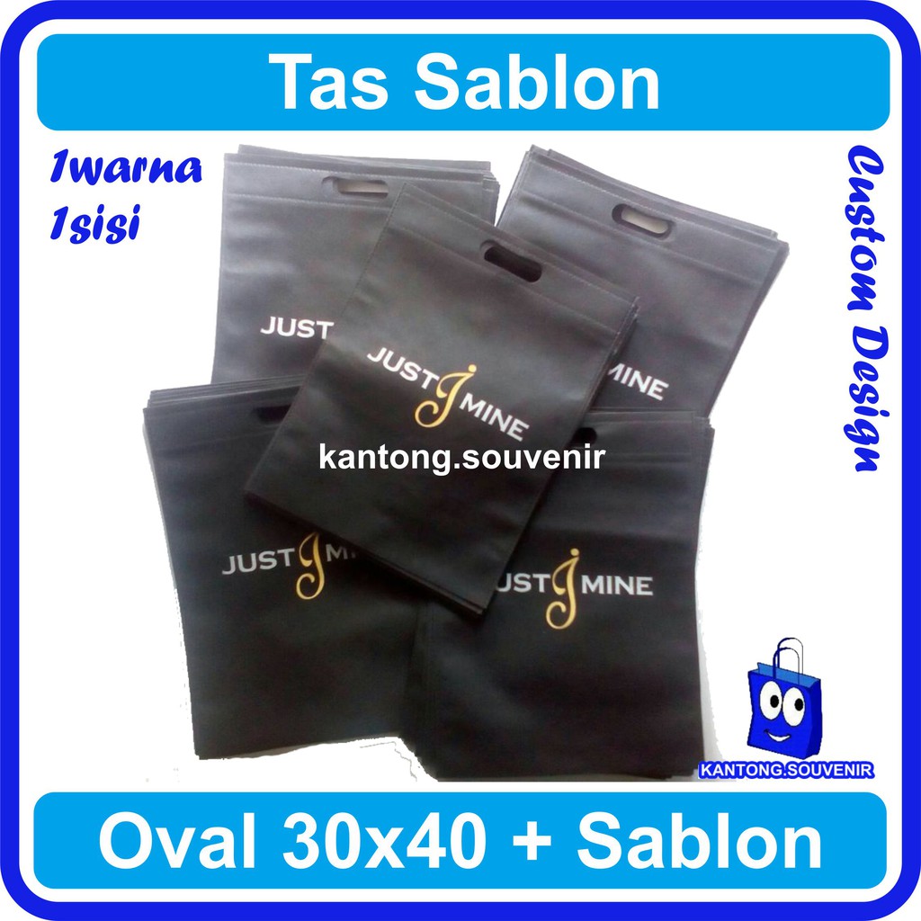 

Goodie bag promo oval ukuran 30x40 cm plus sablon