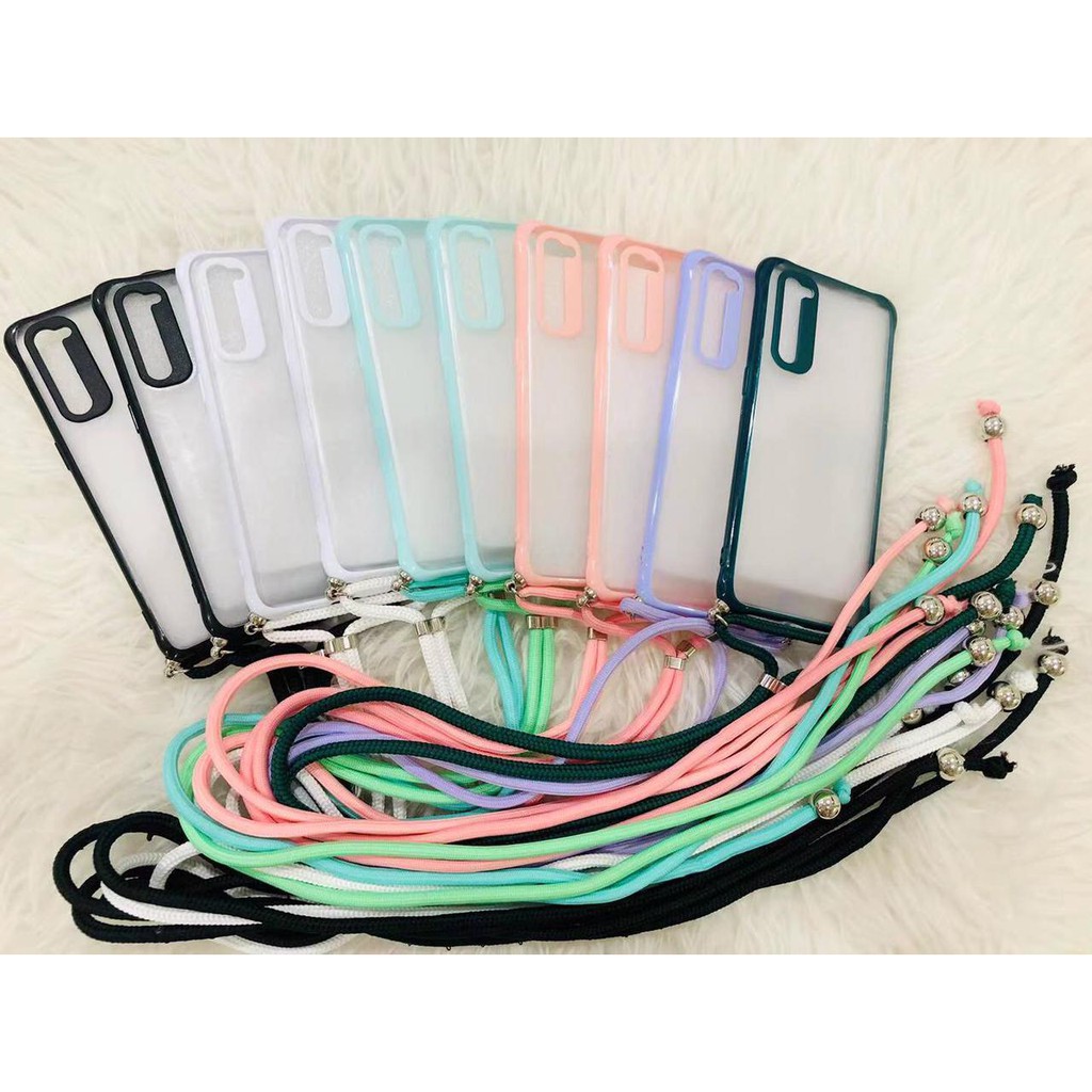 Case Dove Macaron/Candy+Tali Case Transparan kekini Tombol WarnaWarni For VIVO Y11/Y12/Y12i/Y15/Y17