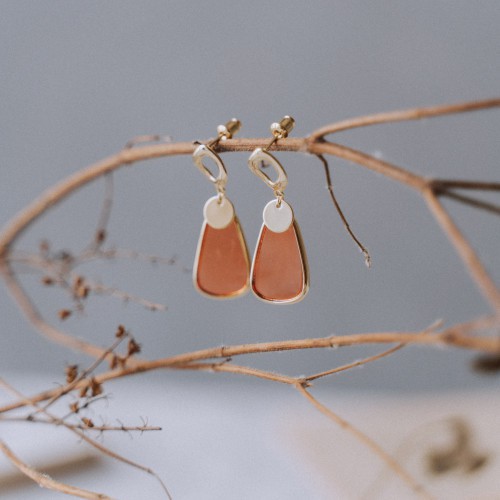 Anting Korea Wanita Earrings Mong&Co Jelly Bean Orange Sherbet S925 Sterling Silver Post / Stud