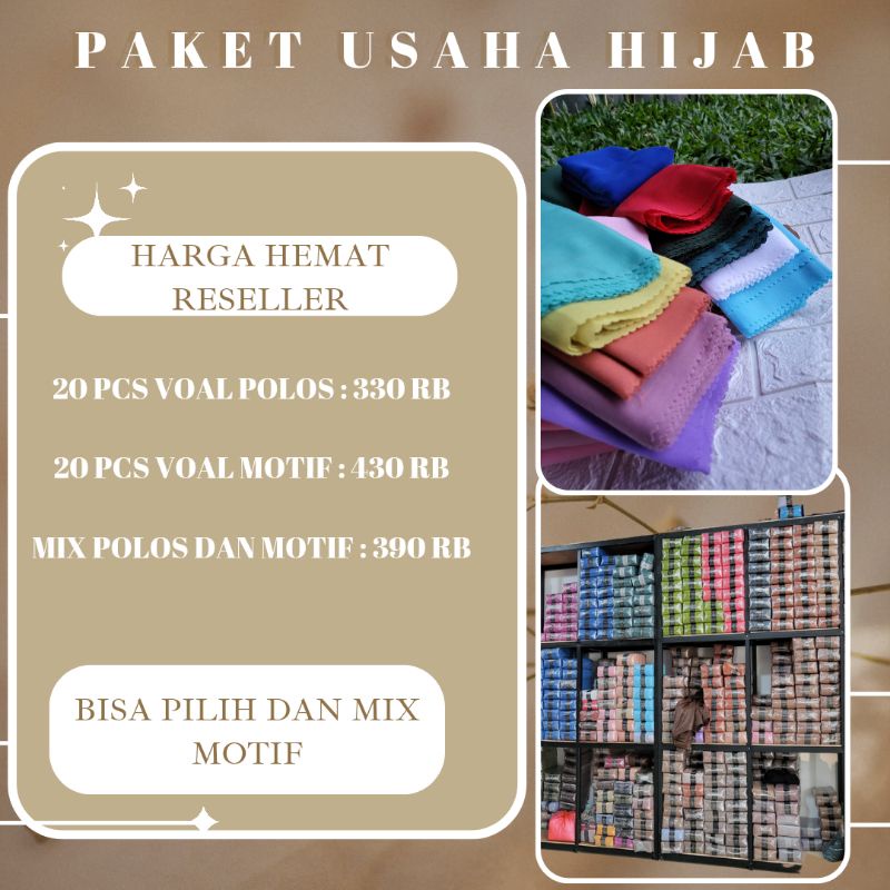PAKET USAHA JUALAN HIJAB JILBAB KERUDUNG VOAL SEGIEMPAT LASERCUT MOTIF KODIAN MIX