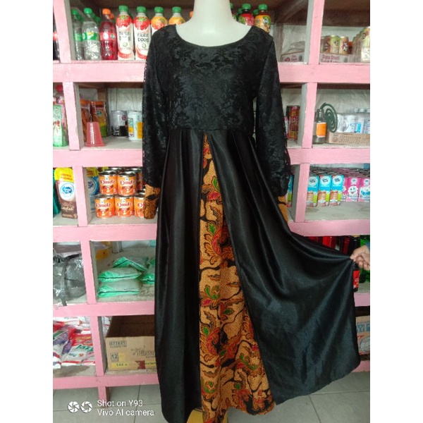 Gamis BATIK kombinasi Satin plus brokat preloved
