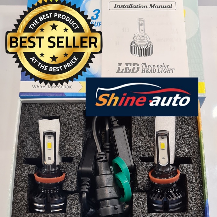 Foglamp Led 3 Warna H11. Plug and Play Solusi terang tembus hujan